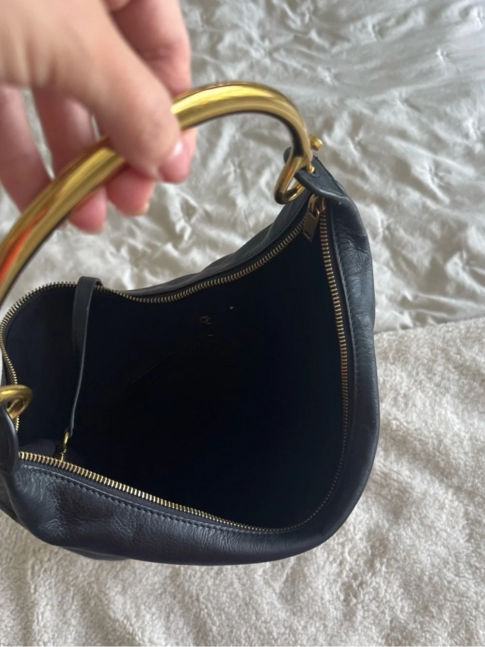 Walter Baker Black Leather Hobo with Yellow Top Handle